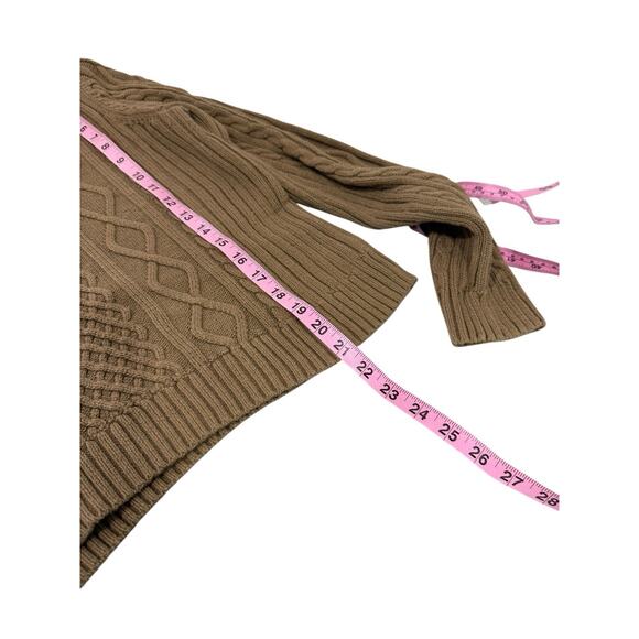 Gap 100% Cotton Fitted Brown Fisherman Cable Knit Style Sweater Womens Large - Picture 6 of 7